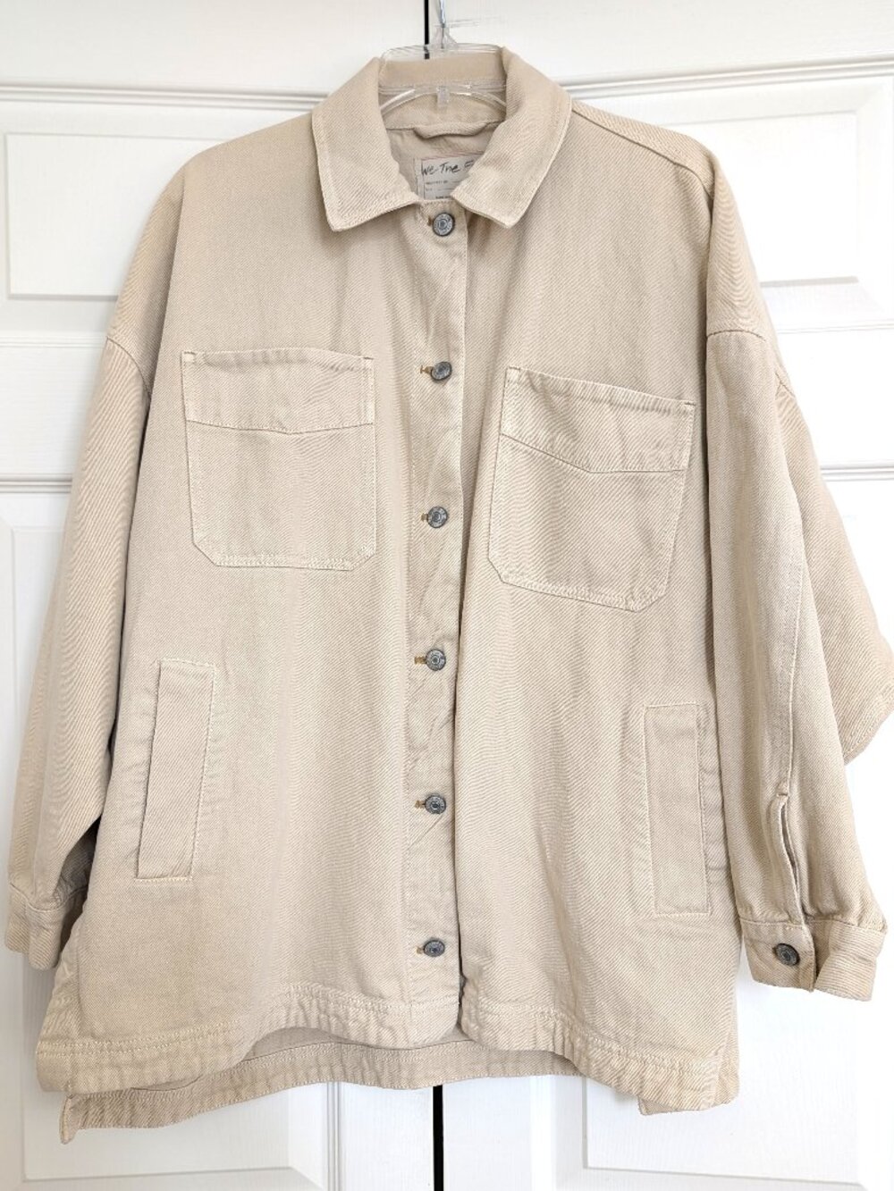 Free People We The Free Utility Jacket Small Beige Oversized Cotton Chore Coat